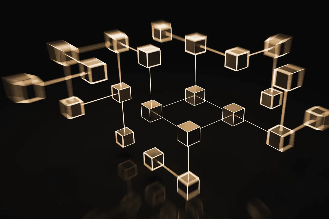 Réseau de cubes lumineux reliés entre eux, évoquant l’intelligence artificielle